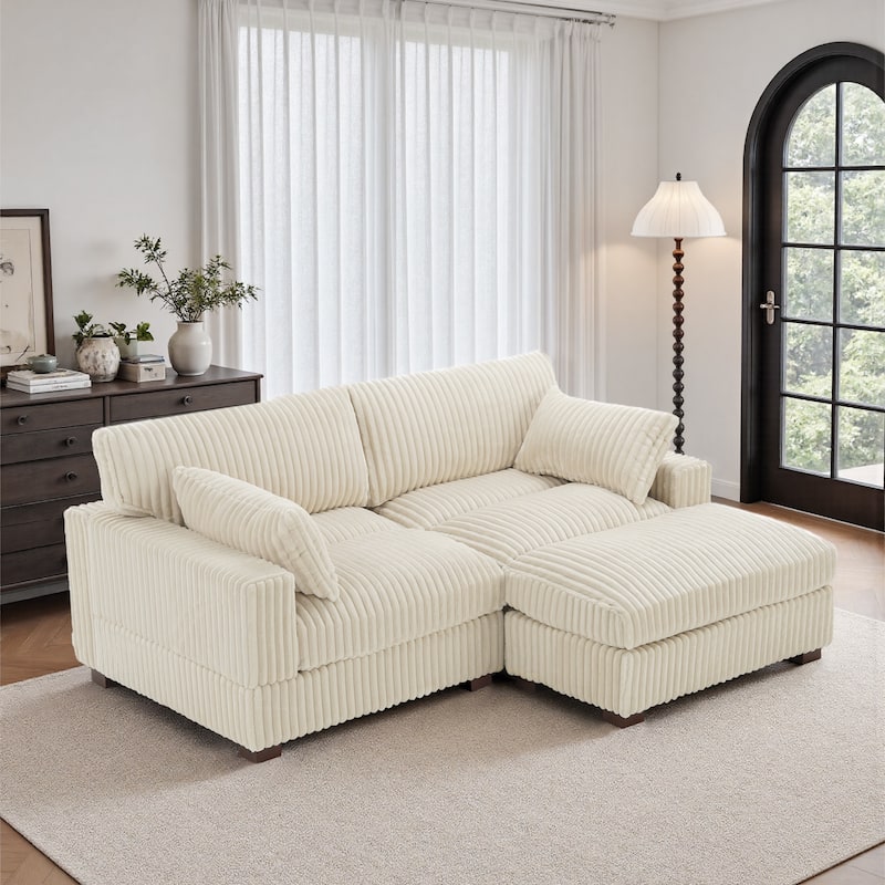 Oversized Plush Modular Sectional Sofa Couch with Ottoman