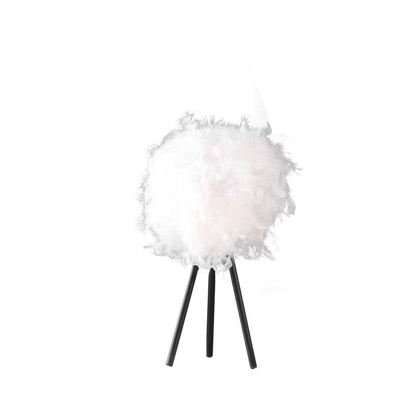 Soft Feather Shade Modern Tripod Metal Table Lamp