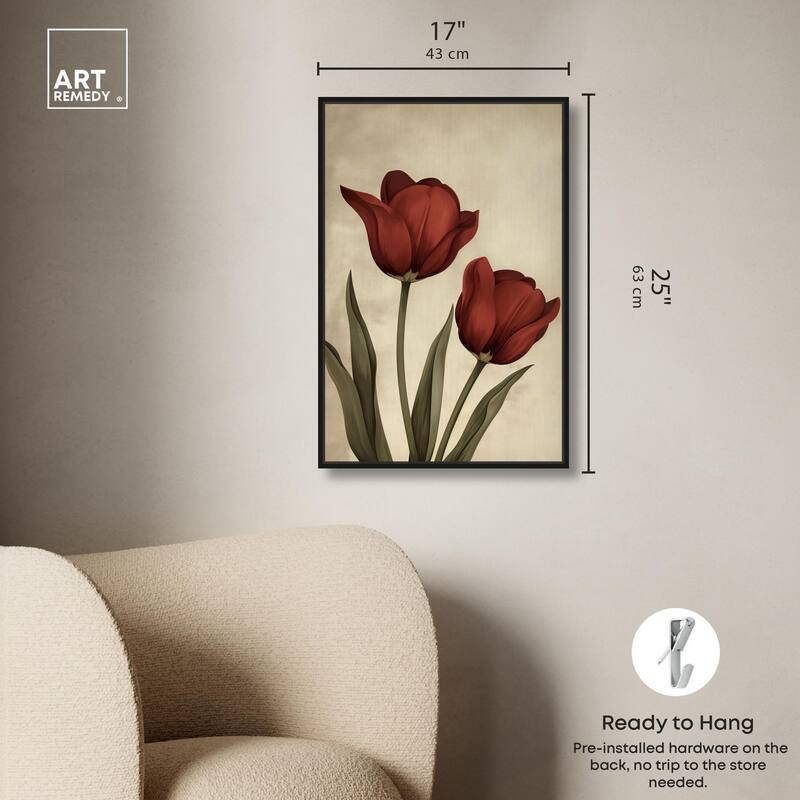 Deep Red Tulips Canvas by Art Remedy