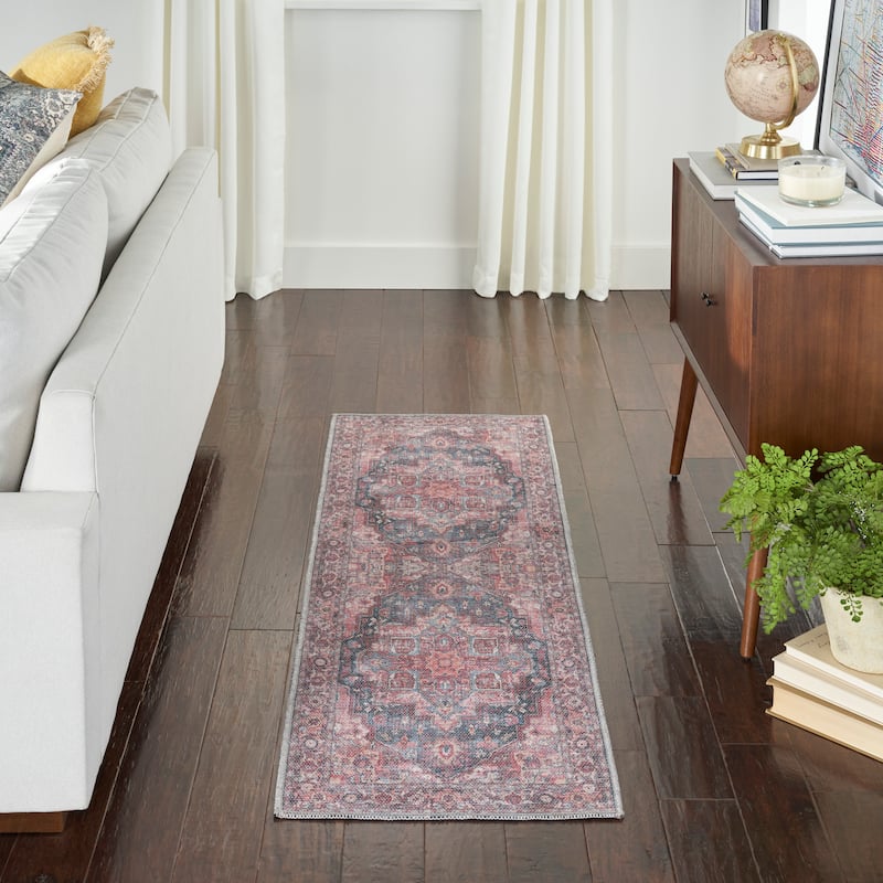 New Concept Washables Persian Boho Machine Washable Area Rug - 2' x 6' - Multicolor