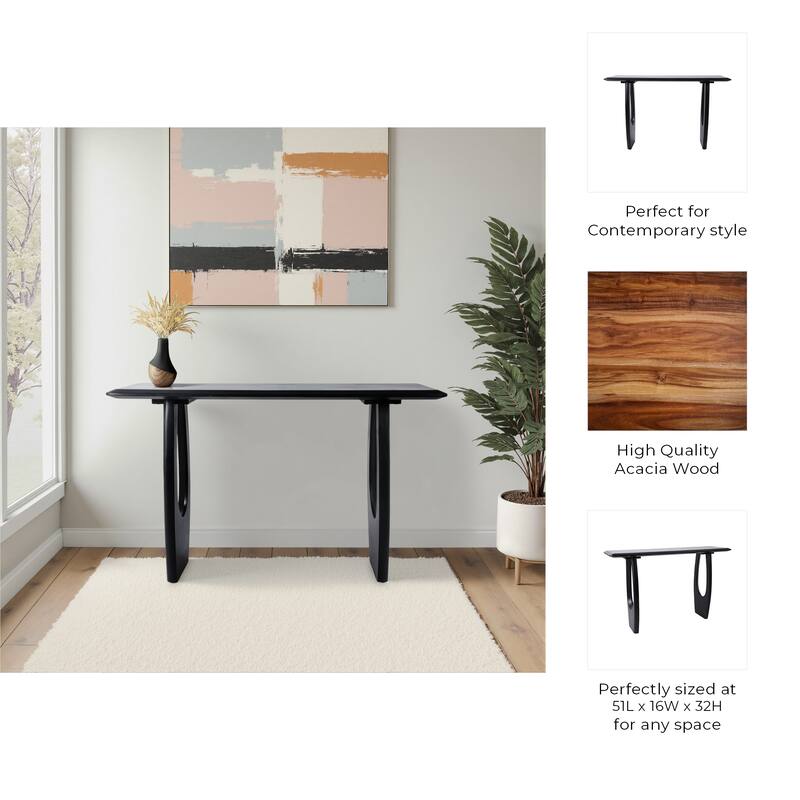 Solid Wood Console Table with Sculptural Base and Modern Design