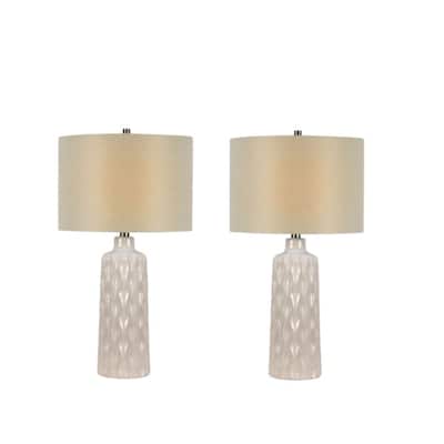 Pair of 25.5" Honeycomb/Highlighted Edging Table Lamp and Decorator Shade