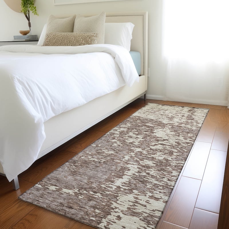 Premium Washable Super Soft Abstract Pixels Mayfield Rug - Brown - 2'3" x 7'6"