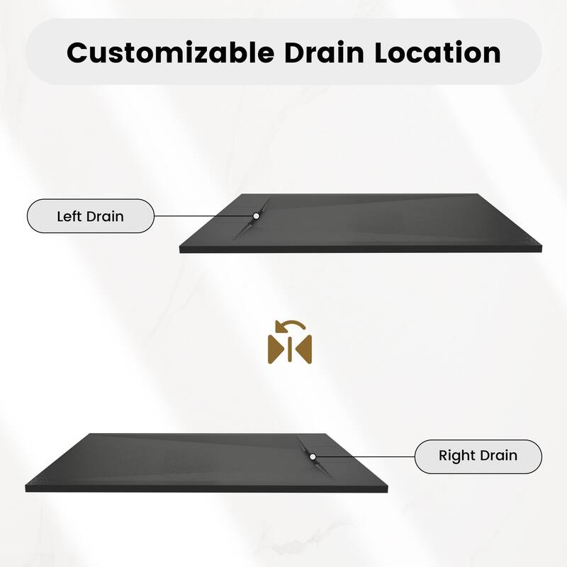 SMC Alcove Shower Pan Base with Reversible Drain, Low Profile, Wheelchair Access, Slip-Resistant, cUPC Certified