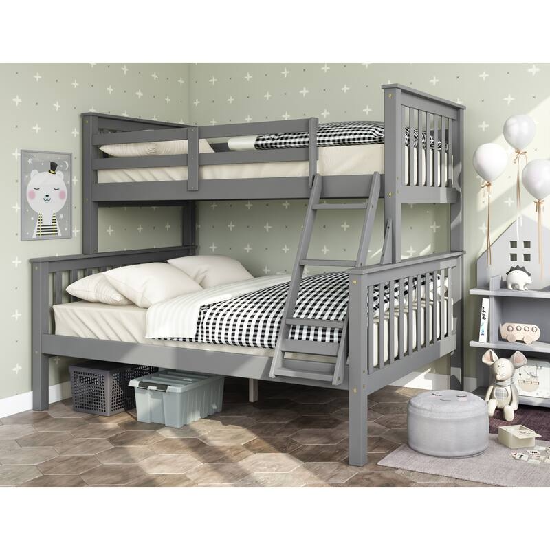 100% Solid Wood Mission Twin Over Full Bunk Bed by Palace Imports
