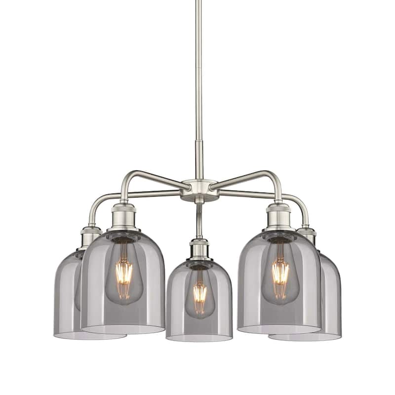 Innovations Lighting 516-5CR-15-24 Bella Chandelier Bella 5 Light 24" - Satin Nickel / Light Smoke