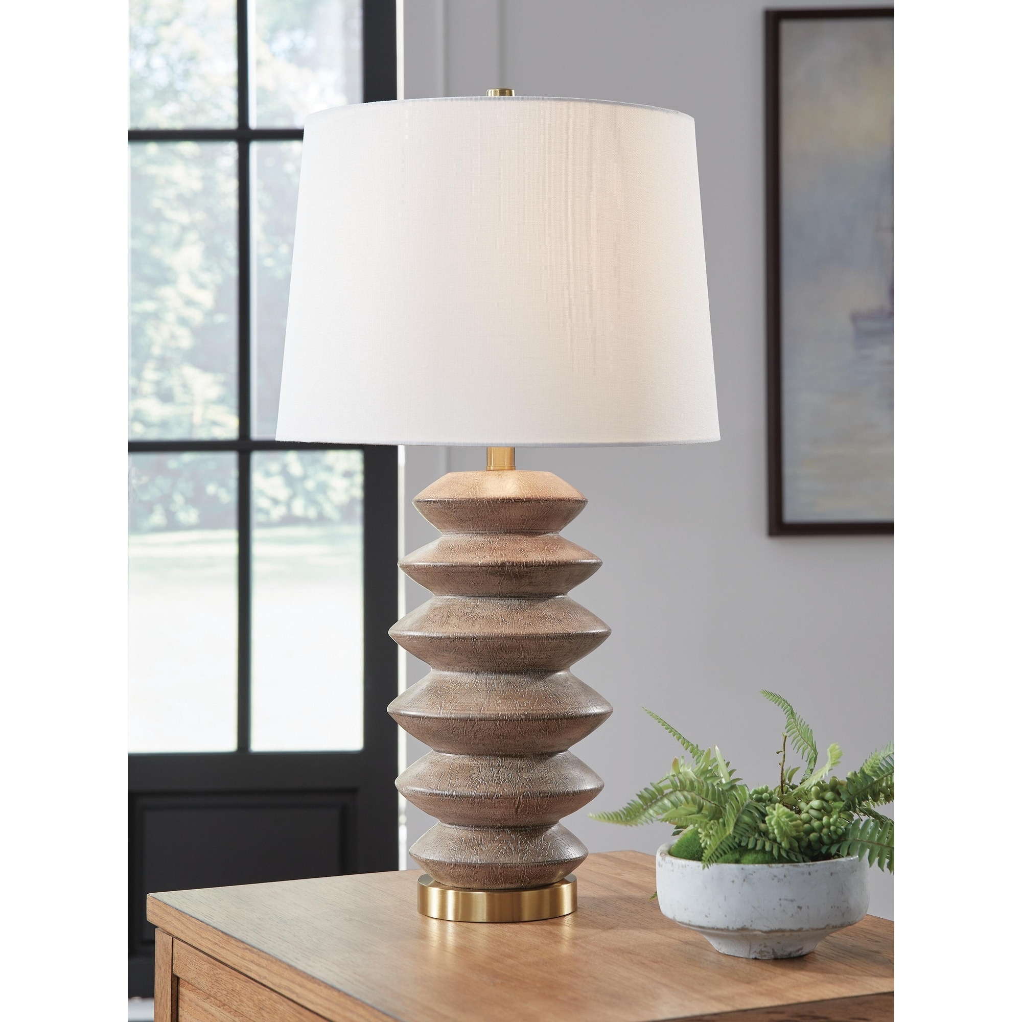 Signature Design by Ashley Jyllyard Brown/Gold Table Lamp - 15"W x 15"D x 28"H