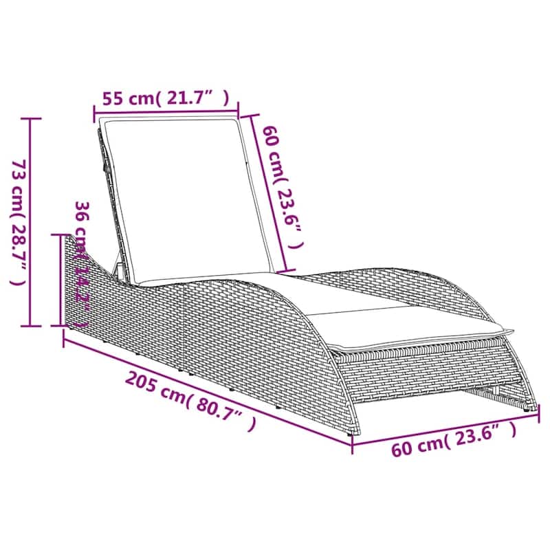 vidaXL Patio Sun Lounger Light gray - 23.6" x 80.7" x 28.7"/ 1
