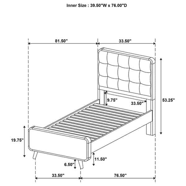 dimension image slide 25 of 68, Robyn Upholstered Tufted Bedroom Set Dark Walnut