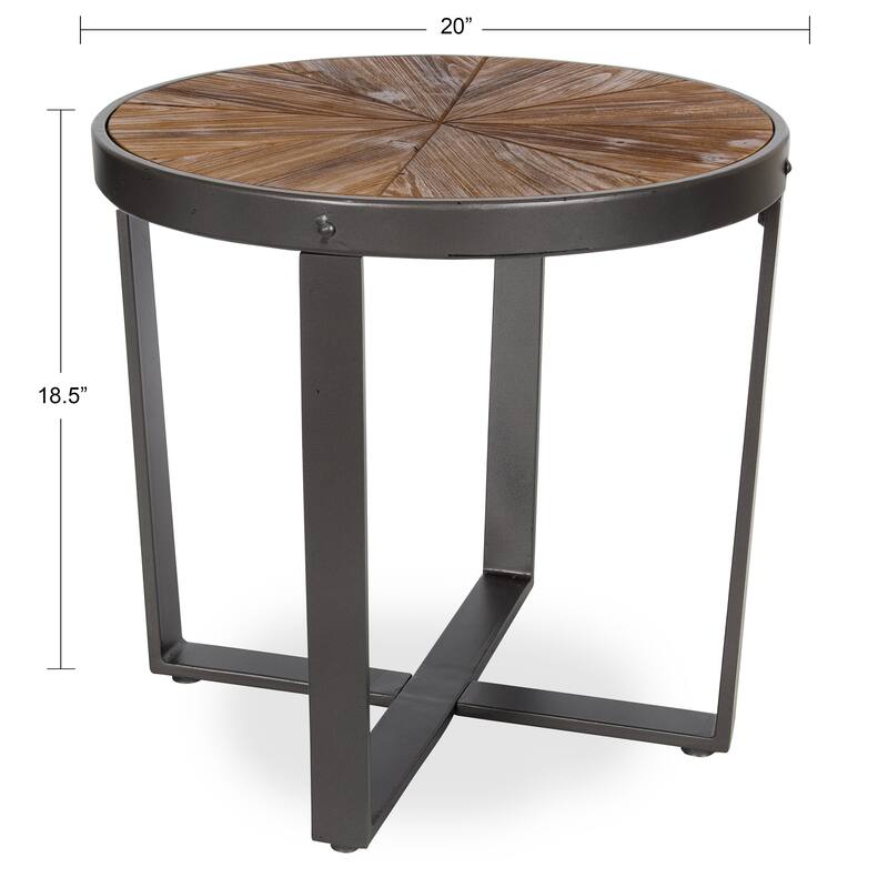 Kate and Laurel Gerhardt Round Side Table - 20x20x18.5 - 20x20x18.5 - Rustic Brown