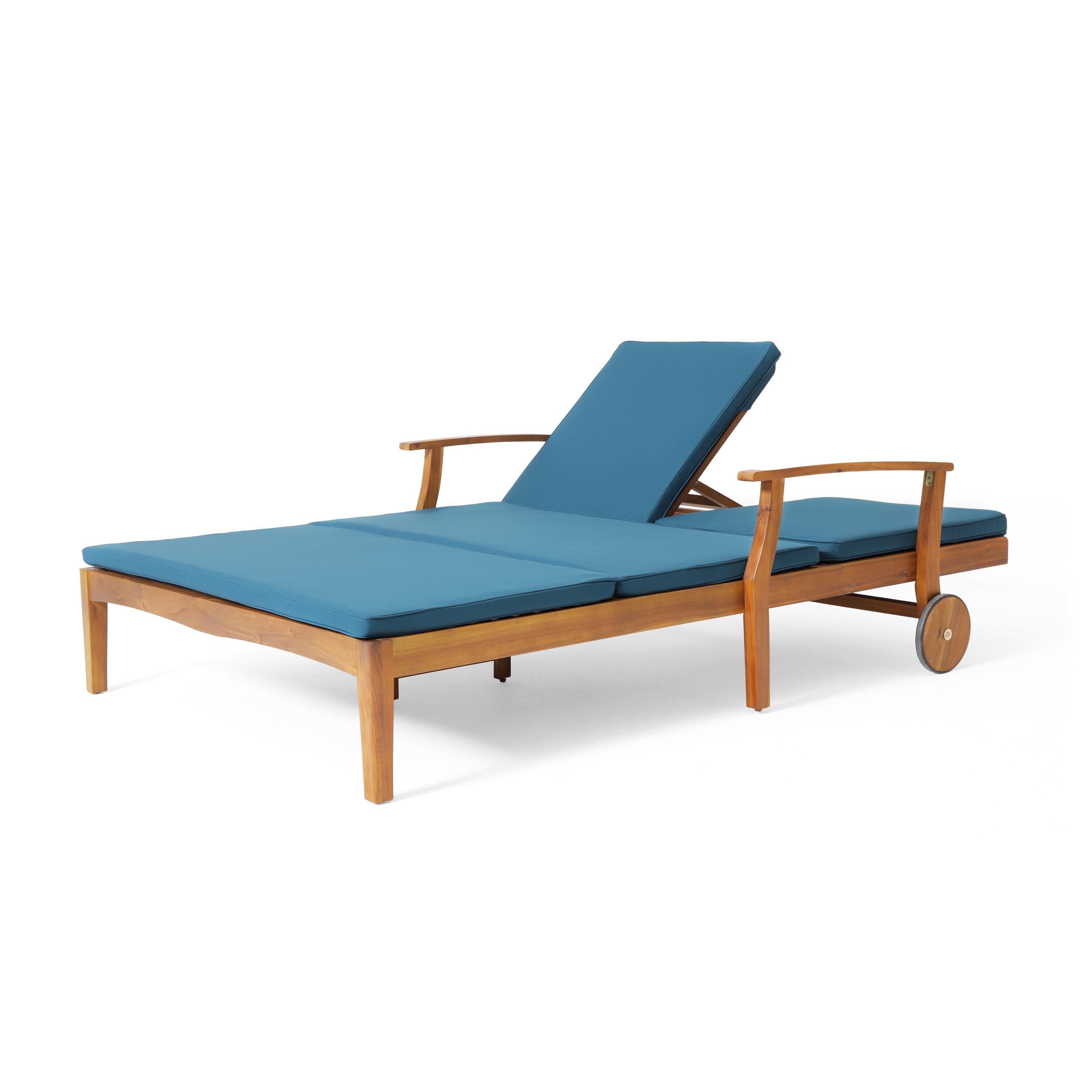 Perla outdoor acacia wood double chaise lounge by christopher shop knight home