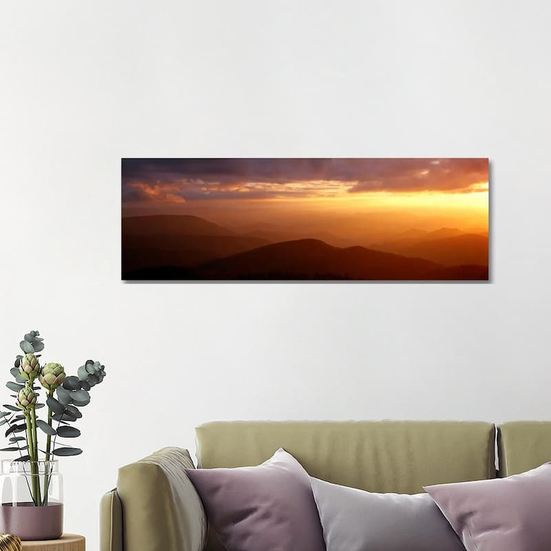 iCanvas "MountainsSunset, Blue Ridge Parkway, Great Smoky Mountains, North Carolina, USA" by Panoramic Images Canvas Print - 16x48x1.5