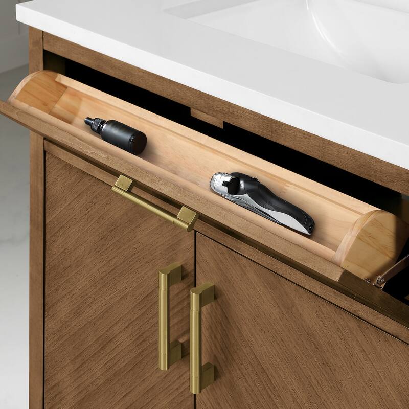 Diya Undermount Single Sink Bathroom Vanity with White Engineered Marble Top