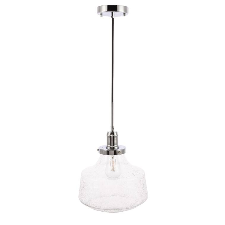Klyli 11-inch 1-light Clear Seeded Glass Hanging Pendant