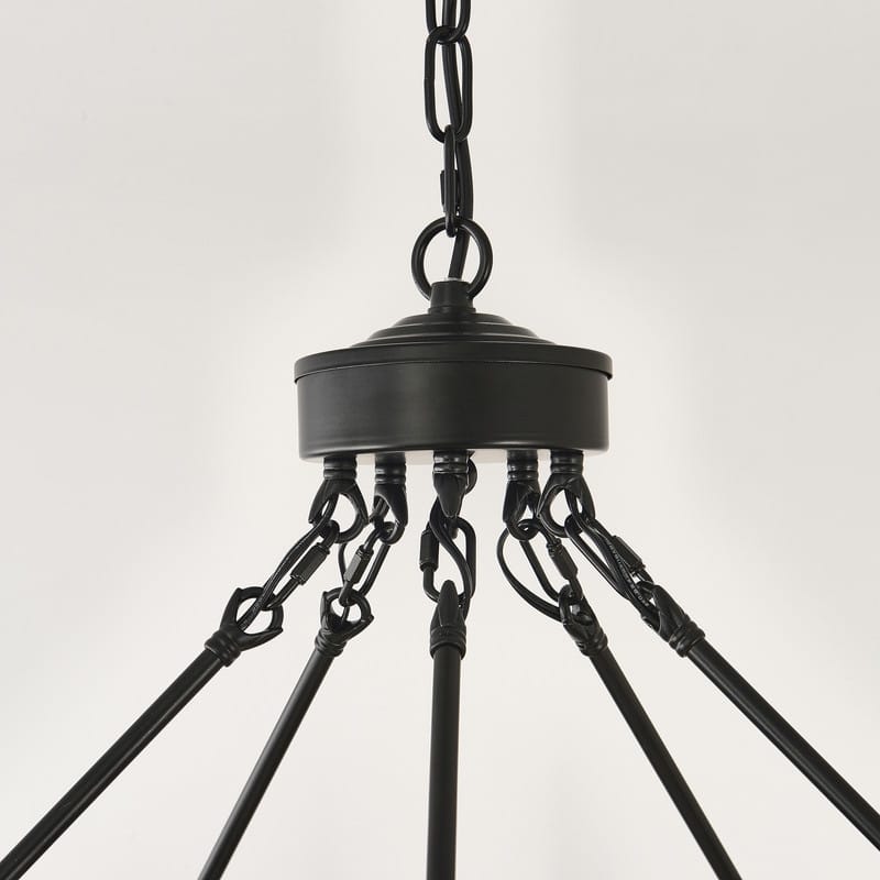 53" Large Wagon Wheel Chandelier Black Farmhouse Pendant Light Fixtures