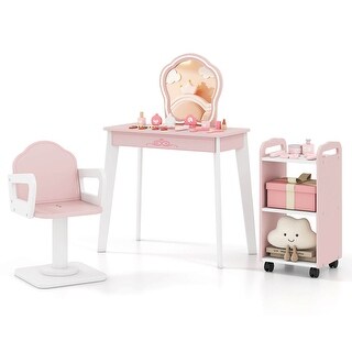 Costway Kids Hair Salon Play Set with LED Lighted Mirror, Swivel - See Details