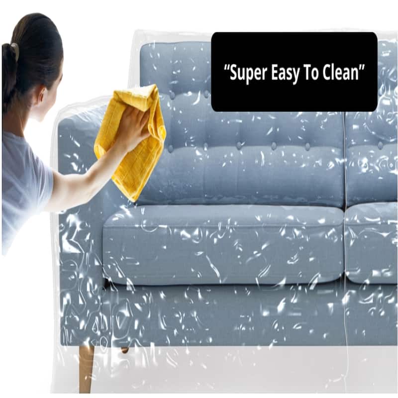 Heavy Duty Pet-Proof Sofa Cover，Clear Viny Scratch Protector for Cats/Dogs, Waterproof & Tear-Resistant for Moving/Storage