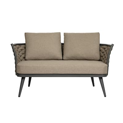Solna Loveseat in Taupe Fabric with Gray Frame