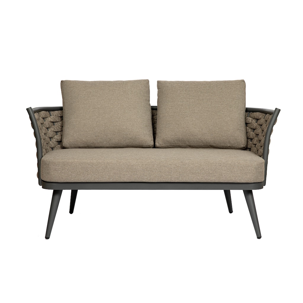 Solna Loveseat in Taupe Fabric with Gray Frame