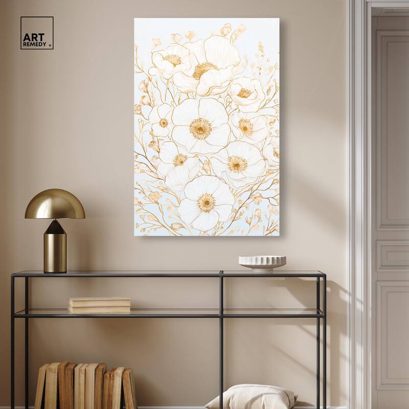 White and Gold Poppies II Canvas by Art Remedy, Gallery Wrapped