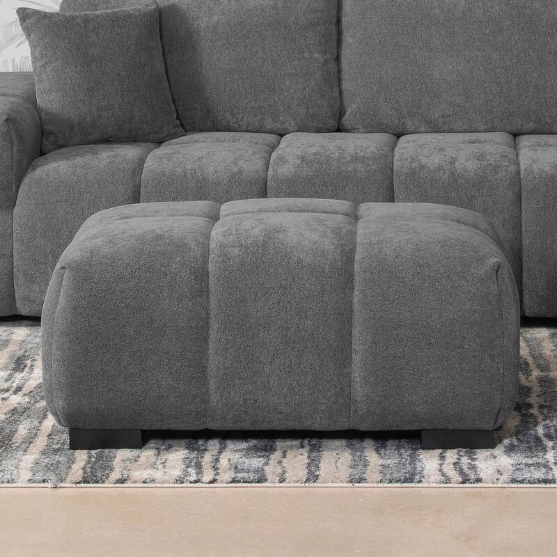 Upholstered Rectangular Ottoman with Tufted Cushion