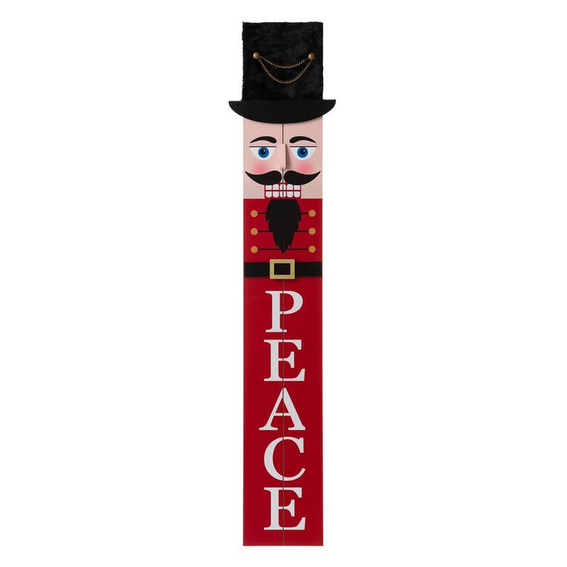 Glitzhome Wooden Christmas Nutcracker "PEACE" Porch Sign