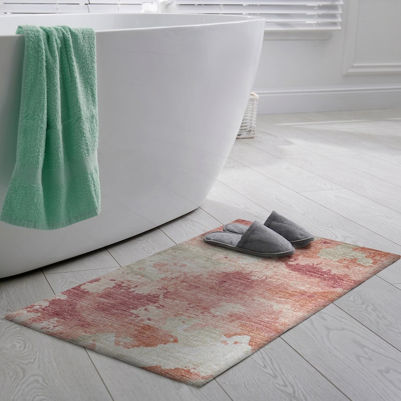 Indoor/ Outdoor Accord Modern Polyester Washable Rug New - 1'8" x 2'6" - Pink