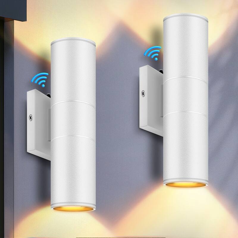 Dusk to Dawn Outdoor Lighting Sensor Wall Lights, IP65 Waterproof Aluminum for Porch Patio etc - 2P - White