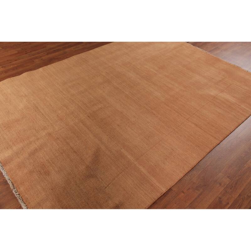 Modern Gabbeh Area Rug Handmade Oriental Solid Wool Carpet - 5'7" x 7'11"