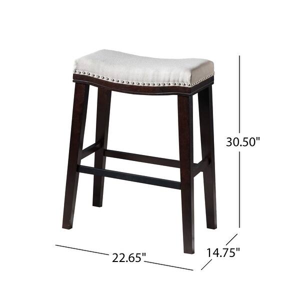 Kimi Contemporary Upholstered Saddle Barstool with Nailhead Trim (Set ...