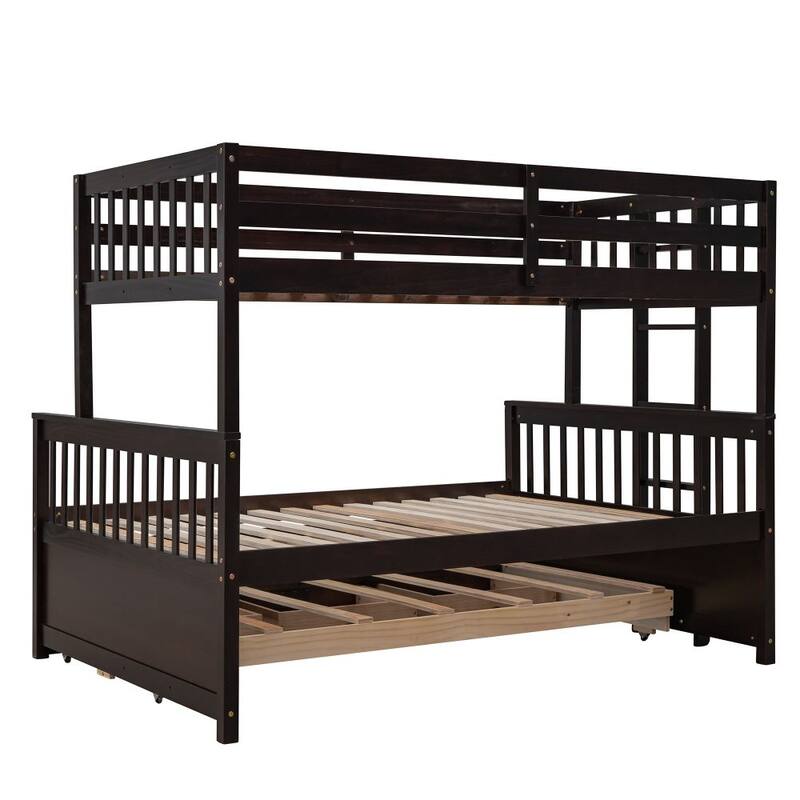 Twin-Over-Full Bunk Bed with Twin size Trundle with Drawers for Bedroom