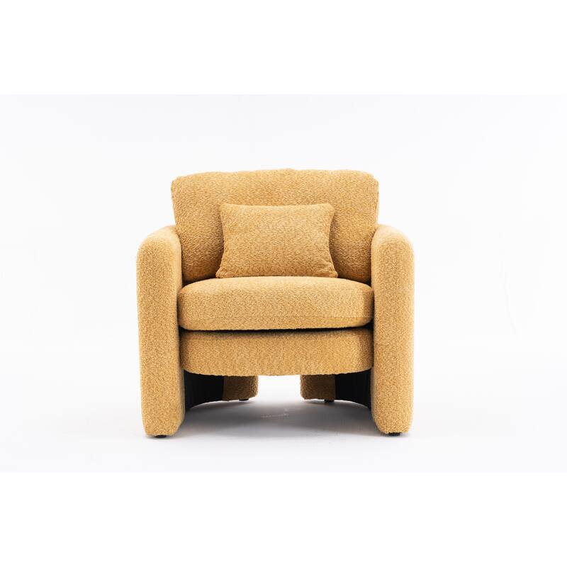 Chenille Round Corner Accent Chairs with Ergonomic Support and Tool-Free Assembly