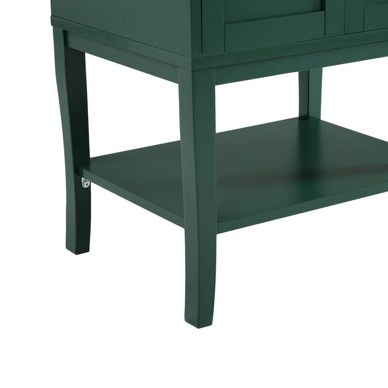 24 inch MDF Freestanding Bathroom Vanity Set in Green with Integrated Resin Sink