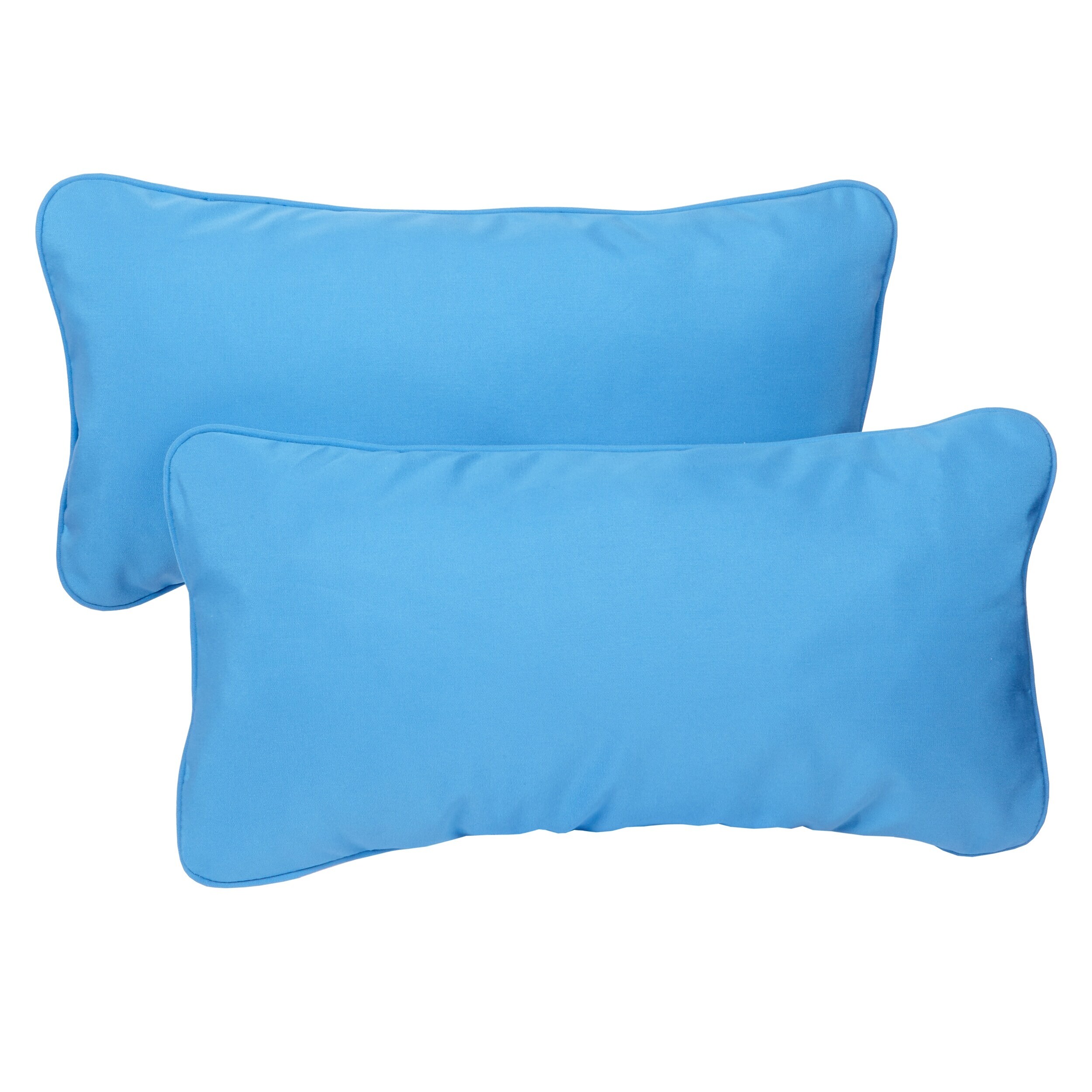 Sunbrella Canvas Capri Blue Set of 4 Outdoor Square & Rectangle Throw Pillows 