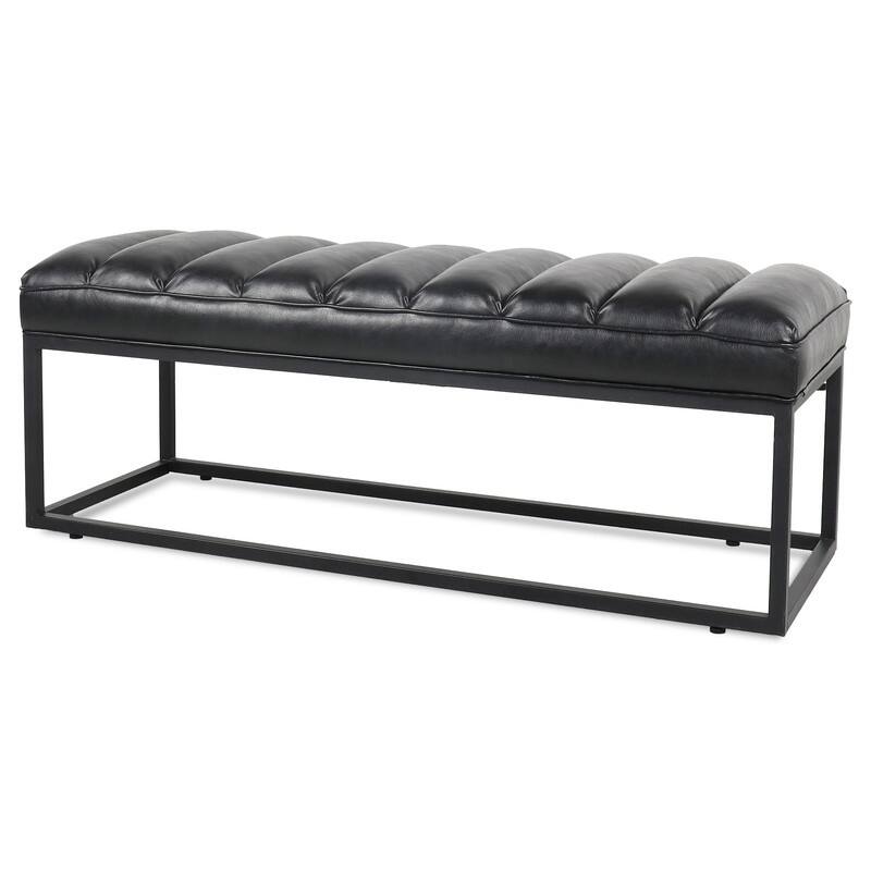 53'' PU Leather Upholstered Bench with Metal Base for Bedroom and Entryway