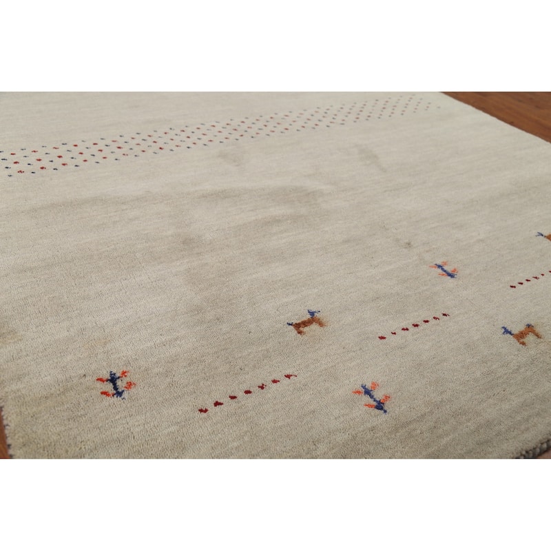 Little Animals Tribal Gabbeh Area Rug Hand-Knotted Wool Carpet - 4'7"x 6'6"