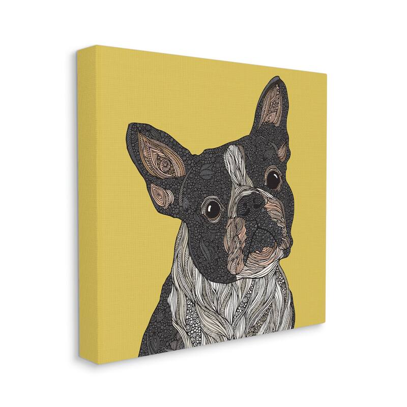 Stupell French Bulldog Detailed Geometric Fractal Shapes Botanicals Canvas Wall Art, Design by Valentina Harper