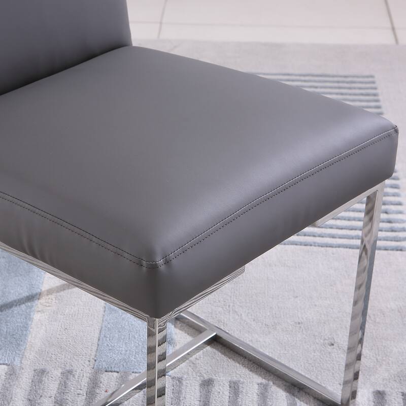 Leather Upholstered dining Chairs with Metal Polished Legs