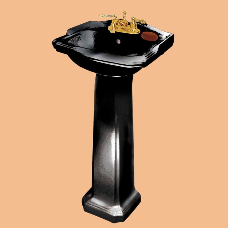 Black Pedestal Sink Vitreous China Space-saving 19" Bathroom Sink Renovators Supply