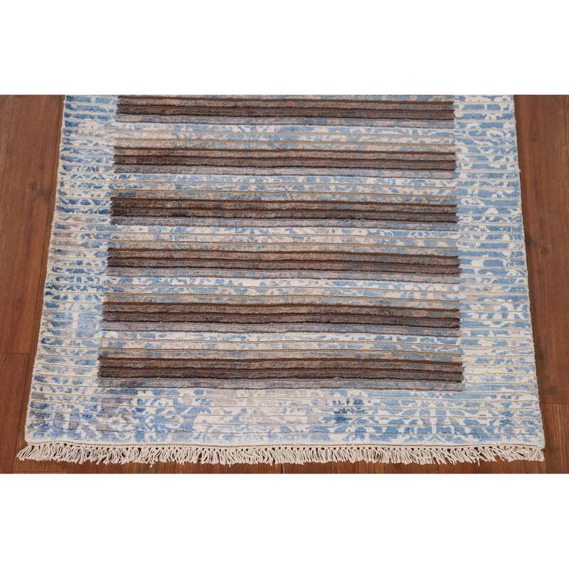 Striped / Abstract Accent Rug Hand-Knotted Wool Carpet - 2'8"x 4'9"
