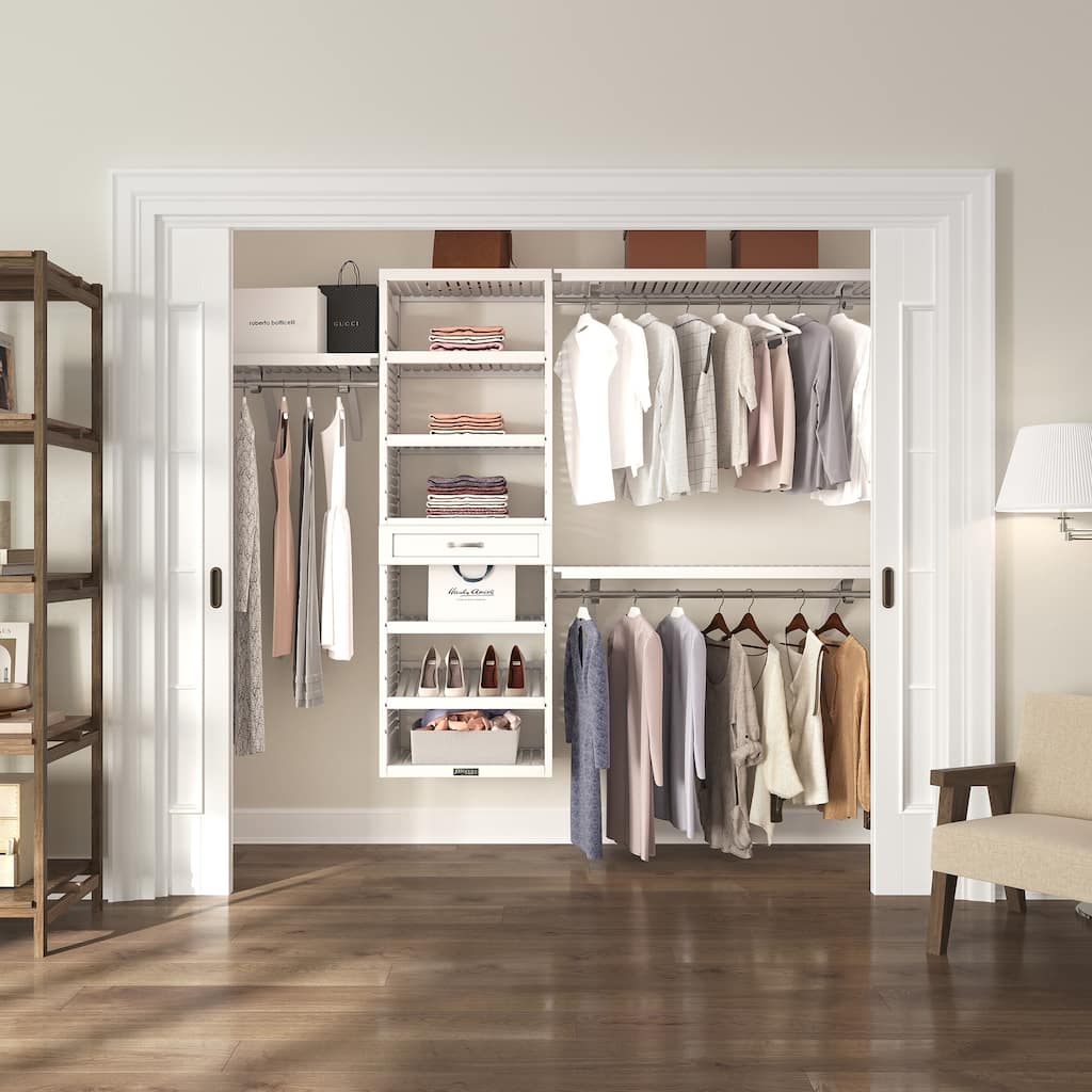 John Louis Home Solid Wood Walk-In Closet System with 1-Drawer White