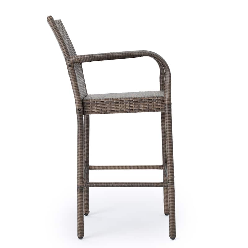 Delfina Outdoor Wicker Barstool (Set of 4) by Christopher Knight Home - 24.80"L x 24.35"W x 46.50"H