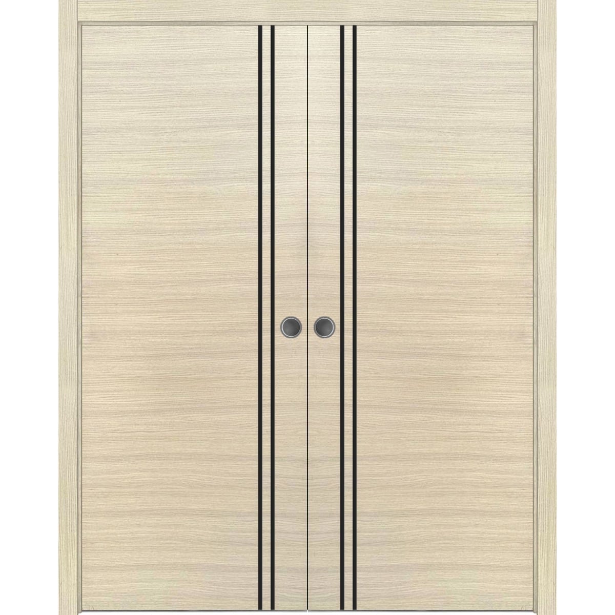 SartoDoors Planum 0016 | Interior French Doors Double French Door | Solid Wood | Hardware Set | 36x80, Natural Veneer