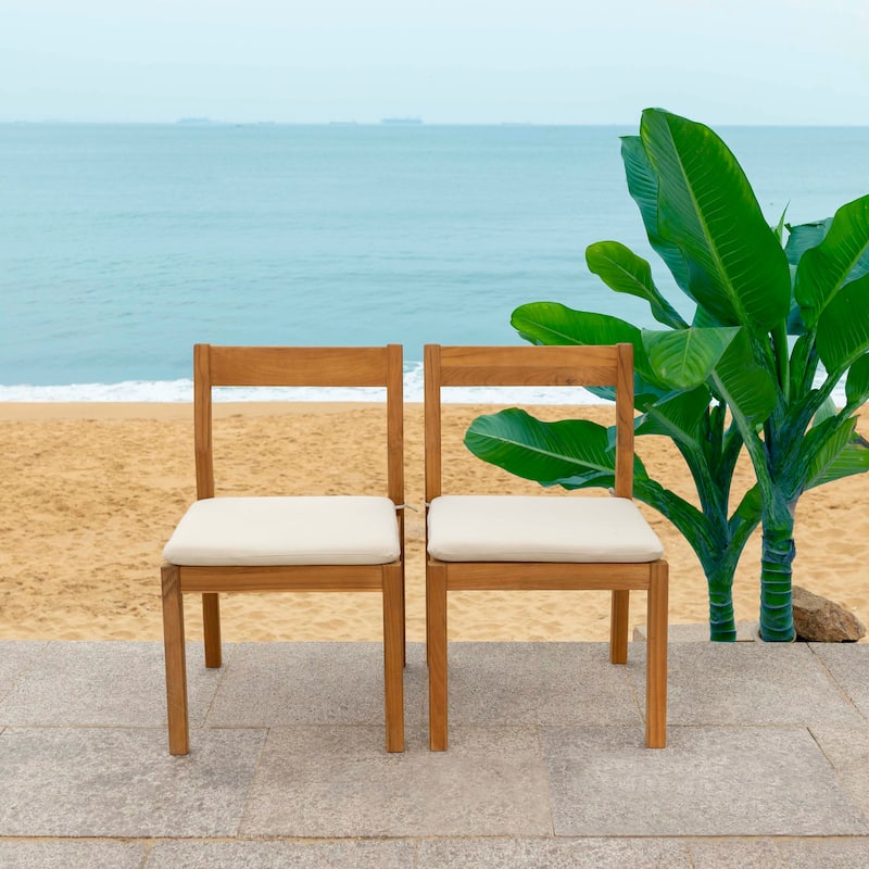 SAFAVIEH Couture Mayaguana Brazilian Teak Dining Chair (Set of 2) - 20"W x 22"D x 33"H