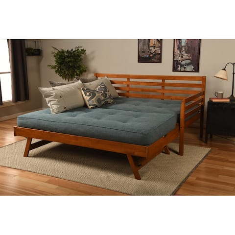 Somette Boho Daybed and Pop Up Bed with Linen Aqua Mattress