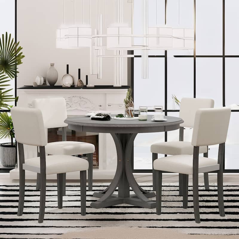 5-Piece Retro Round Dining Table Set