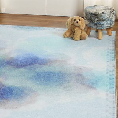 Miranda Haus Watercolor Abstract Polyester Indoor Kids' Area Rug