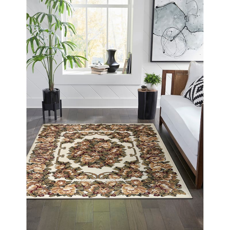 Liora Manne Aurora Aubusson Indoor Rug Ivory 5'3"' x 7'6"