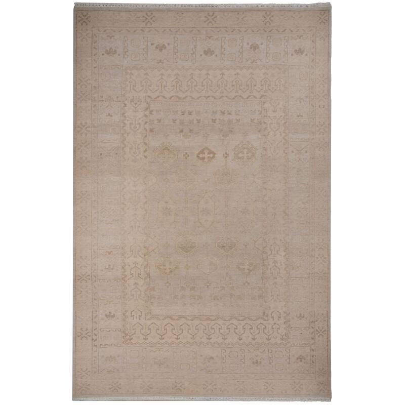 Alora Decor Traditional Hand-knotted Bordered Beige Rug