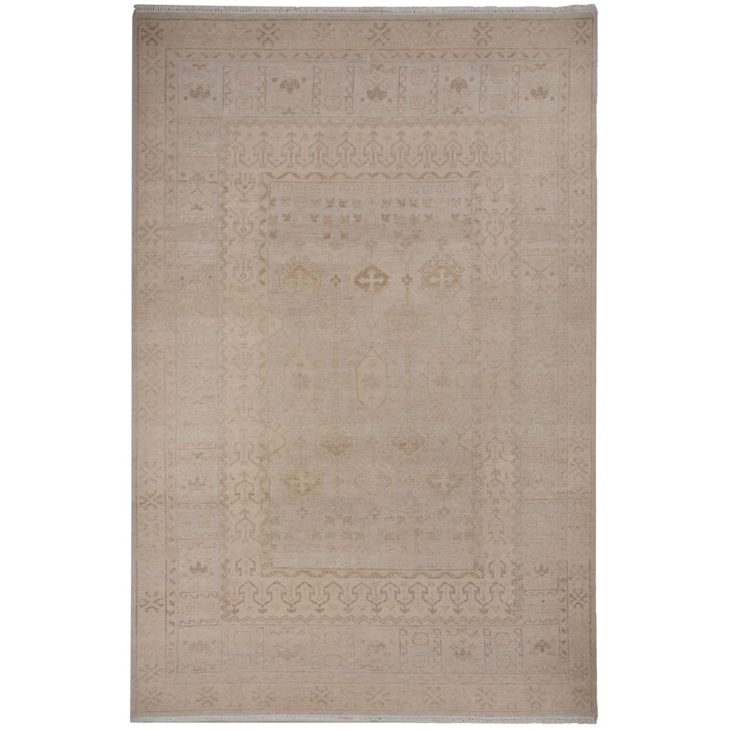 Alora Decor Traditional Hand-knotted Bordered Beige Rug